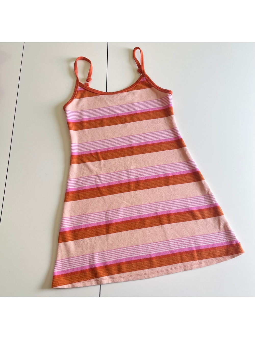 American Eagle Women's Junior's Size Small Orange Pink Striped Mini Dress